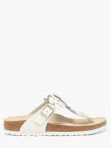 Slippers Gizeh Flower Uit Leder Birkenstock Wit women 1026735